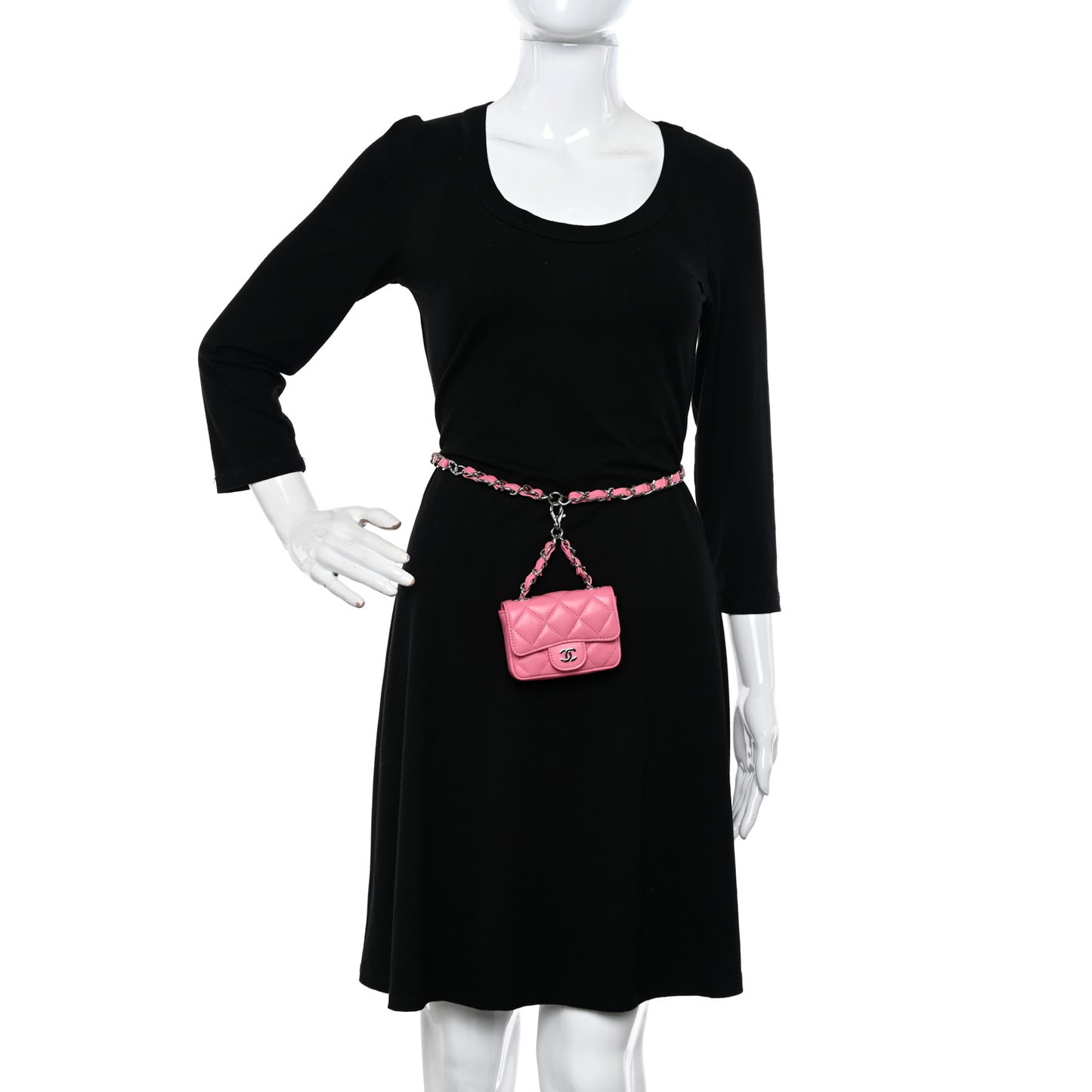 Lambskin Quilted Mini Chain Belt Bag Pink