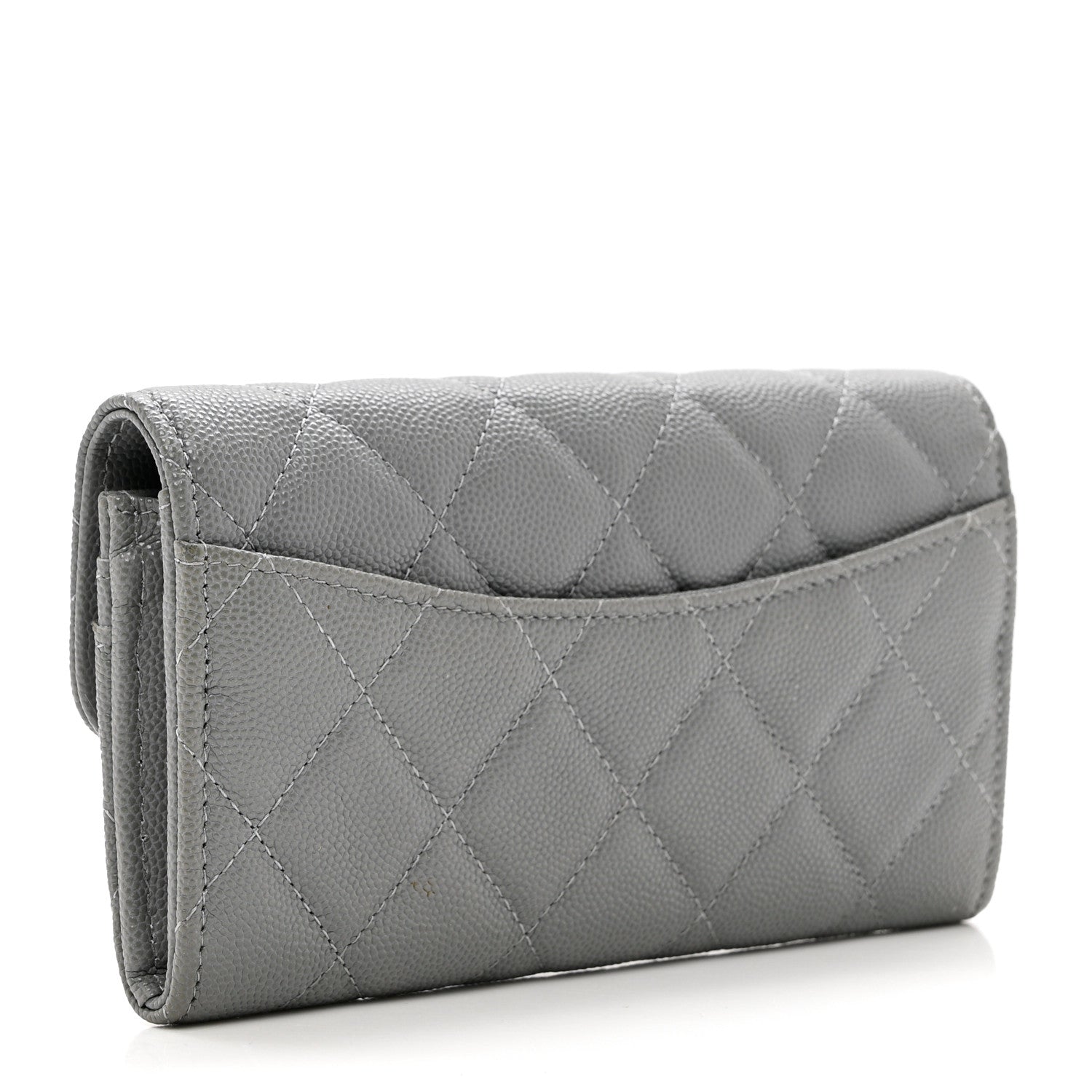 Chanel Caviar Quilted Small Flap Gusset Wallet Grey 3 of 8