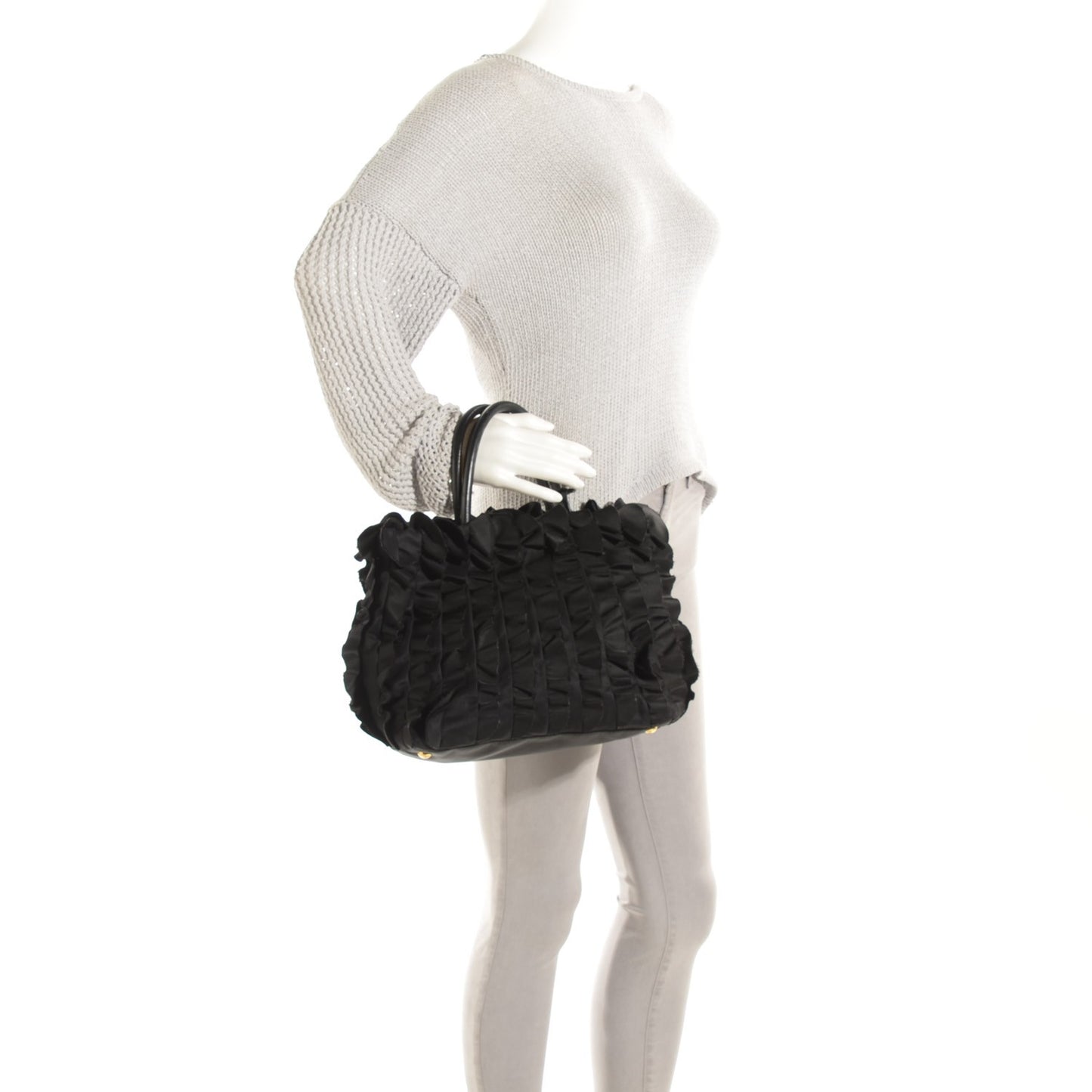 Tessuto Nylon Ruffle Bag Nero Black