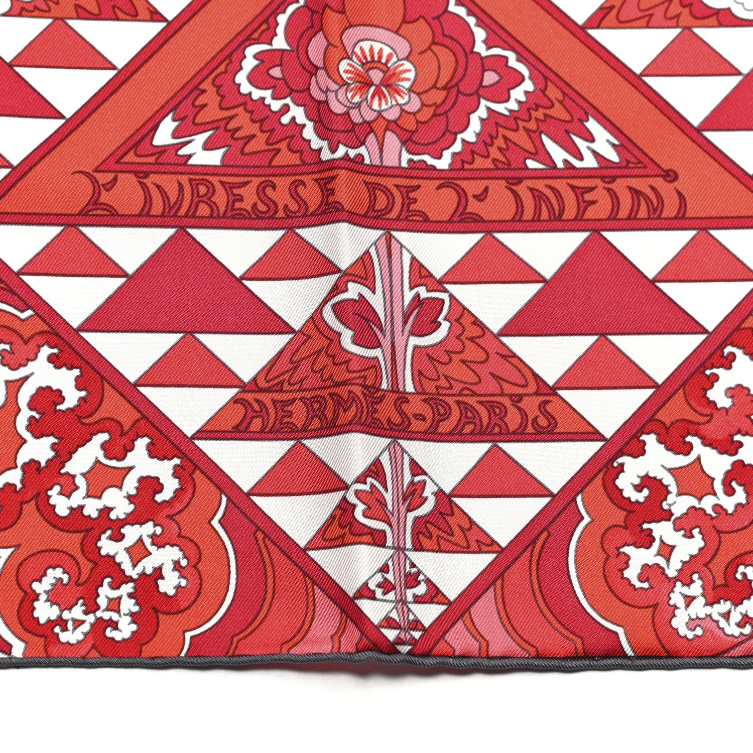 Hermes Silk L’ivresse de L’infini Scarf 90 Rouge White Rose 2 of 5