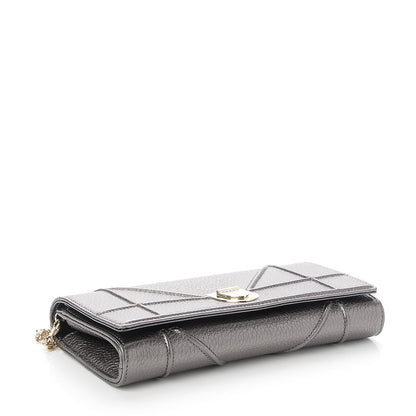 Christian Dior Metallic Grained Calfskin Diorama Croisiere Chain Wallet Gunmetal Grey 4 of 8