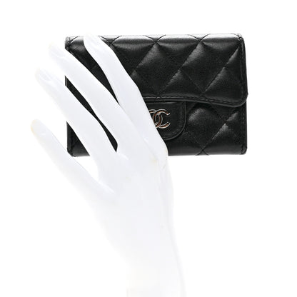 Chanel Lambskin Quilted Flap Card Holder Wallet Black 2 of 8
