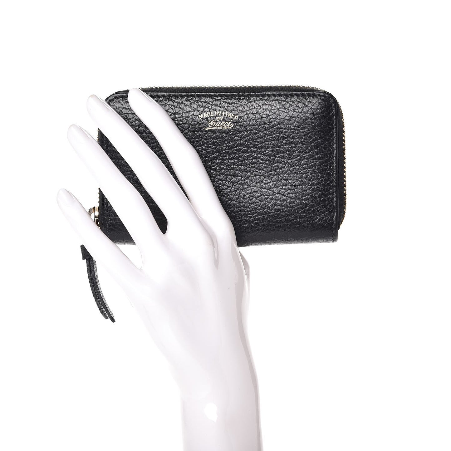 Dollar Calfskin Swing Zip Around Card Case Black