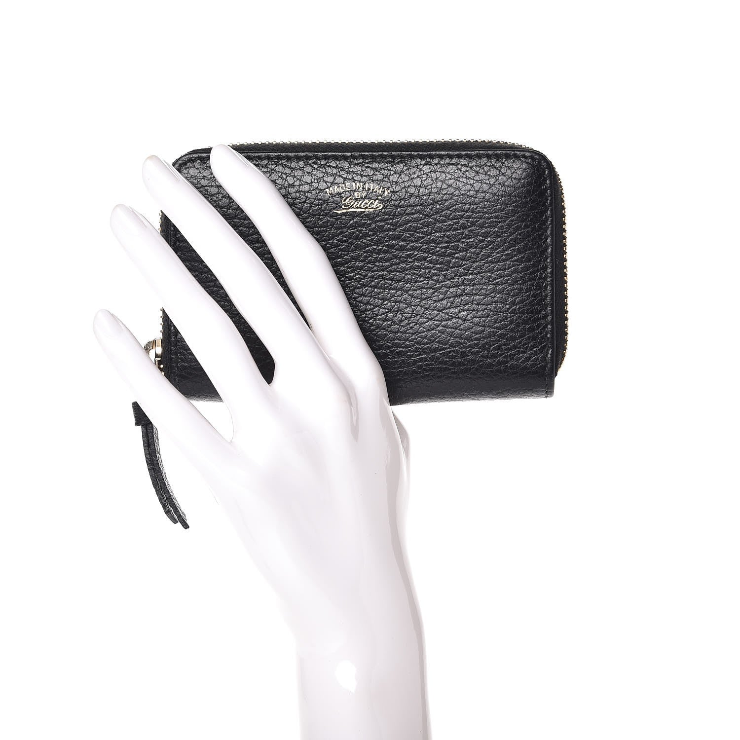 Gucci Dollar Calfskin Swing Zip Around Card Case Black 2 of 7