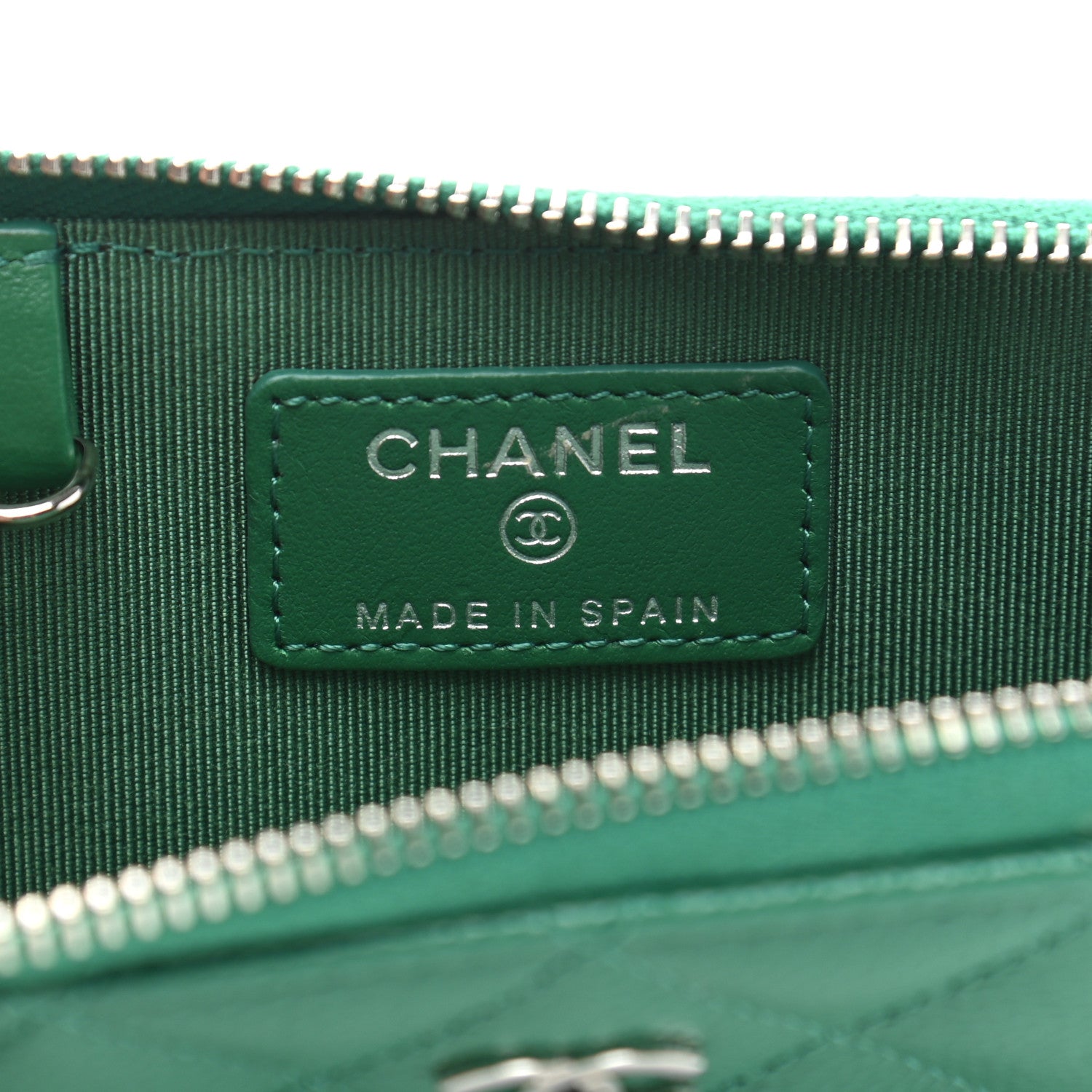 Chanel Caviar Quilted Zipped Key Holder Case Green 6 of 8