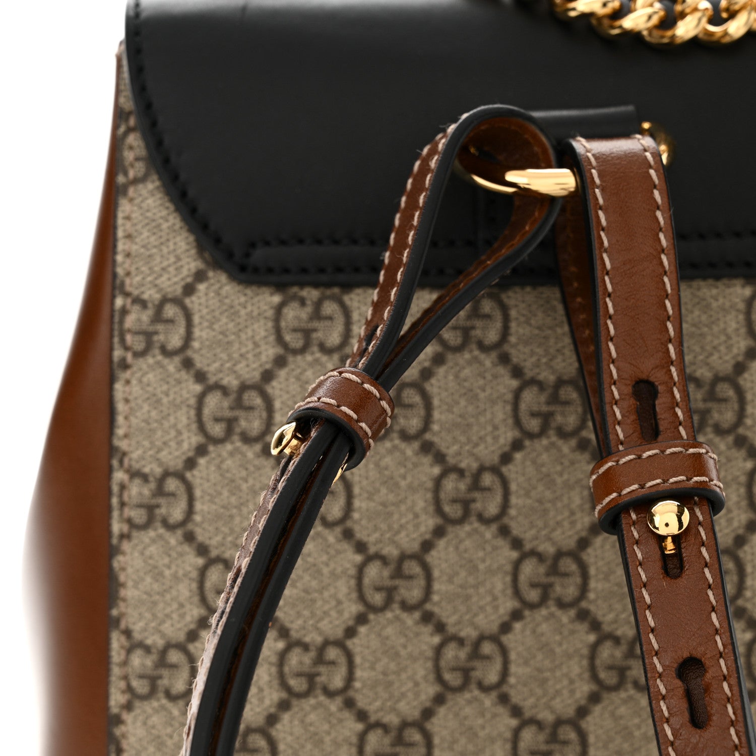 Gucci GG Supreme Monogram Calfskin Padlock Backpack Beige Cuir Black 15 of 16