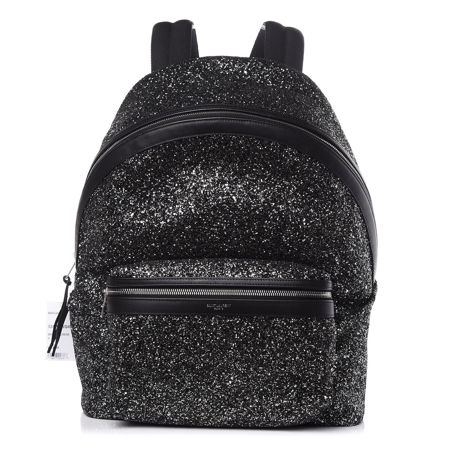 Saint Laurent Glitter Canvas City Backpack Gun Metal 1 of 14