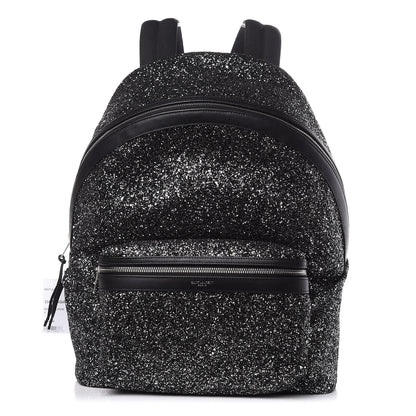 Saint Laurent Glitter Canvas City Backpack Gun Metal 1 of 14
