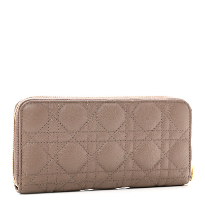 Christian Dior Grained Calfskin Supple Cannage Caro Zip Wallet Taupe 3 of 7