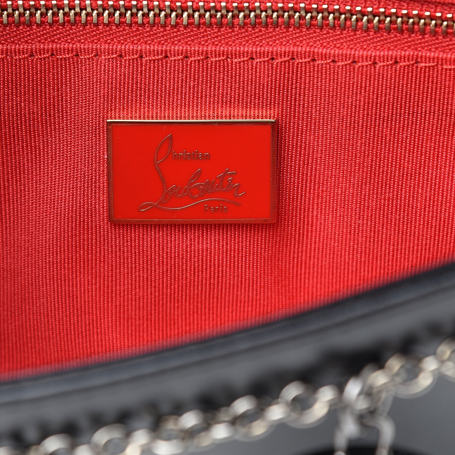 Christian Louboutin Calfskin Panama Tiger Riviera Clutch Black 6 of 17