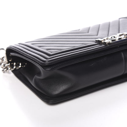 Chanel Calfskin Chevron Quilted New Medium Boy Flap Black 4 of 14