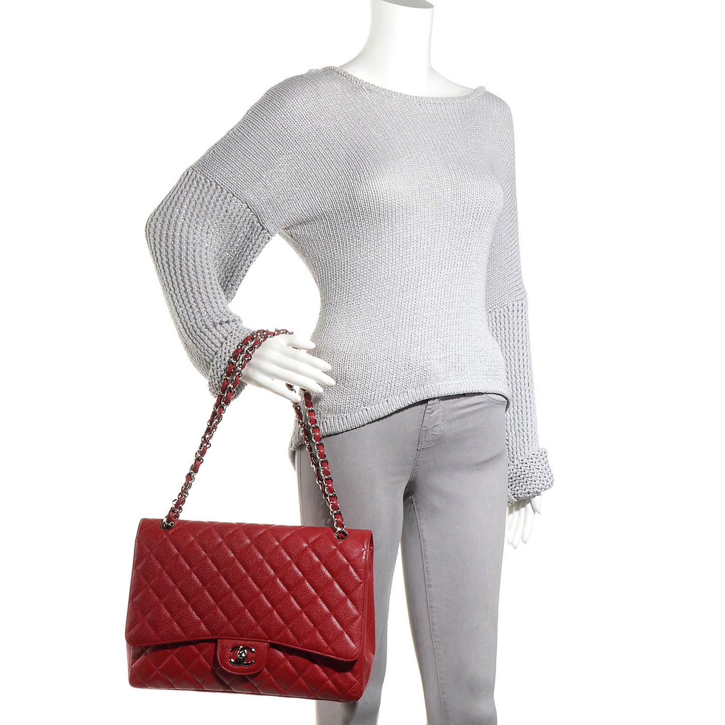 Caviar Maxi Single Flap Red