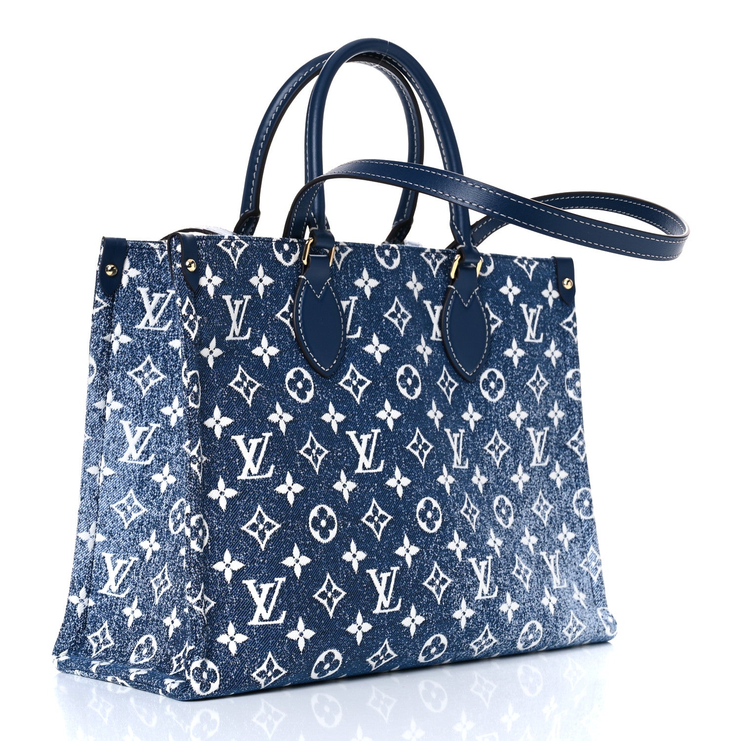 Louis Vuitton Monogram Jacquard Denim Onthego MM Bleu 3 of 8