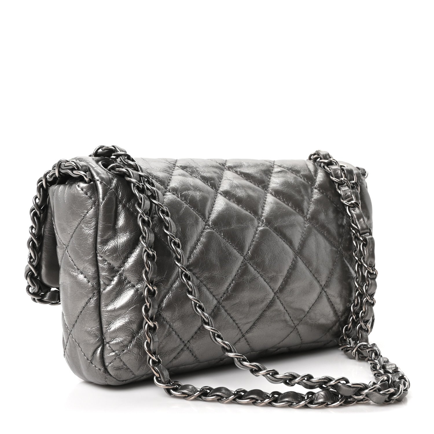 Chanel Metallic Calfskin Quilted Medium Chain Me Flap Grey 3 of 10