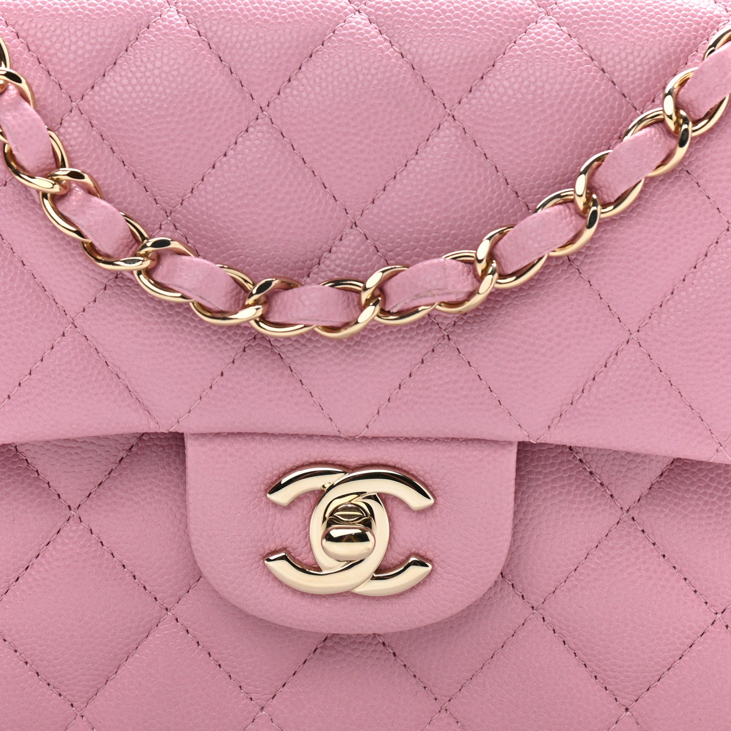 Caviar Quilted Small Double Flap Light Pink