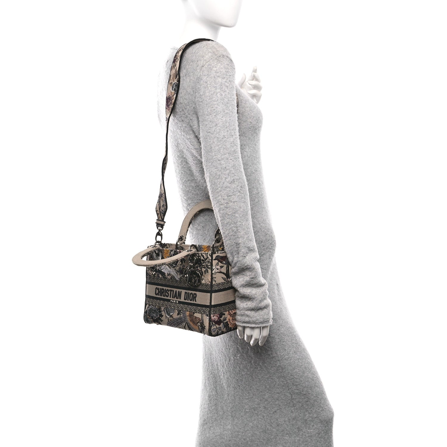 Christian Dior Canvas Embroidered Jardin D'Hiver Medium Lady D-Lite Beige Multicolor 2 of 11