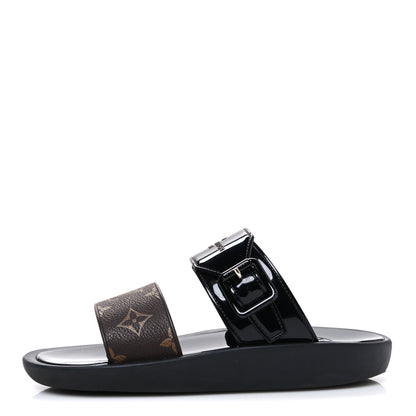 Louis Vuitton Monogram Sunbath Flat Mule Sandals 37 Black 1 of 9