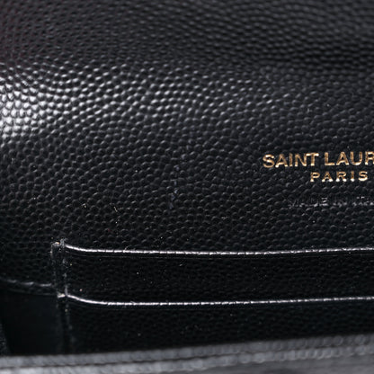 Saint Laurent Grain De Poudre Matelasse Chevron Small Monogram Envelope Wallet Black 8 of 13