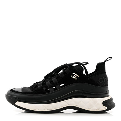 Chanel Fabric Calfskin Suede CC Sneakers 37.5 Black 1 of 16