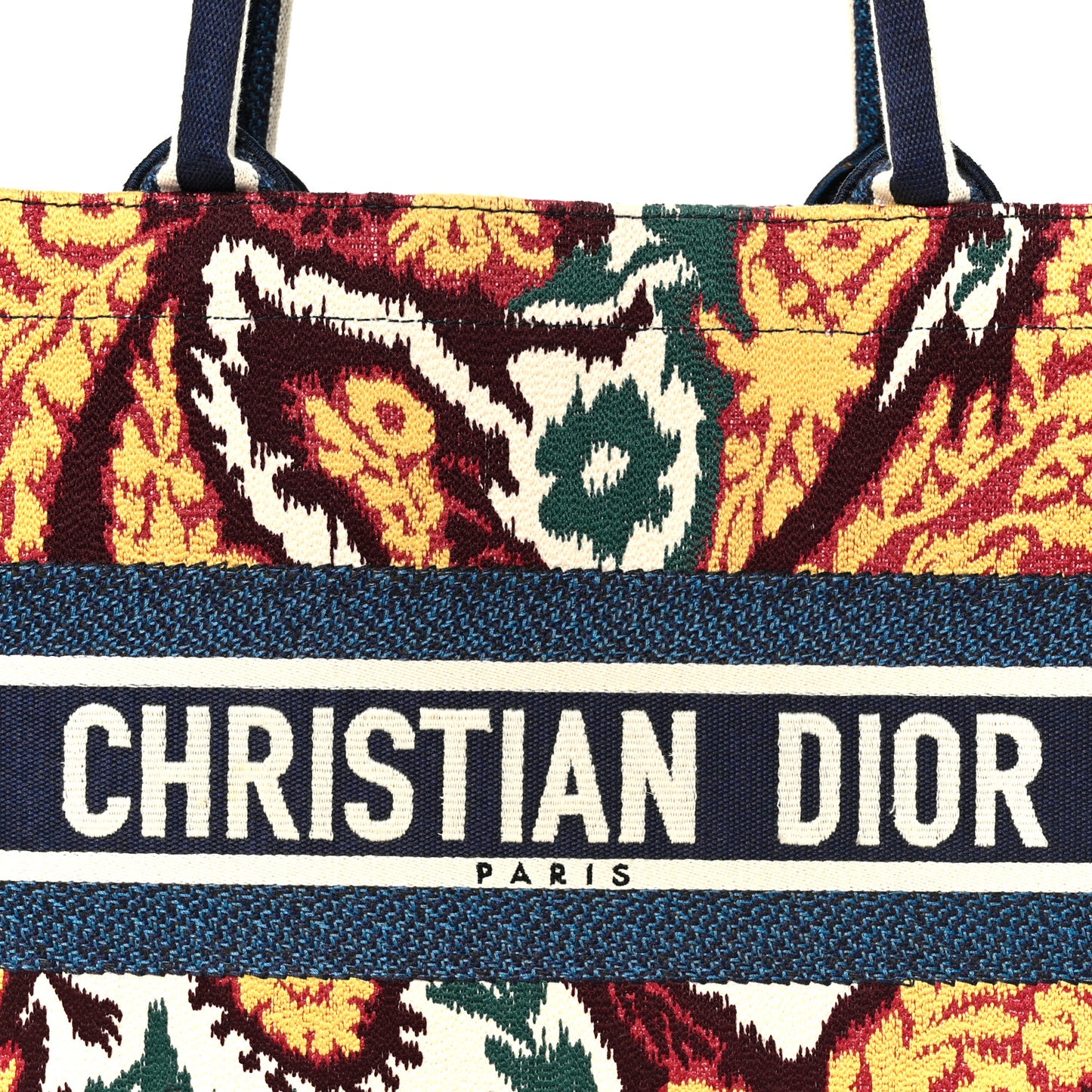 Canvas Embroidered Paisley Medium Book Tote Blue Multicolor