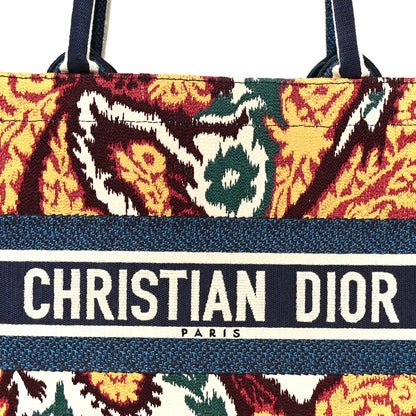 Christian Dior Canvas Embroidered Paisley Medium Book Tote Blue Multicolor 8 of 10