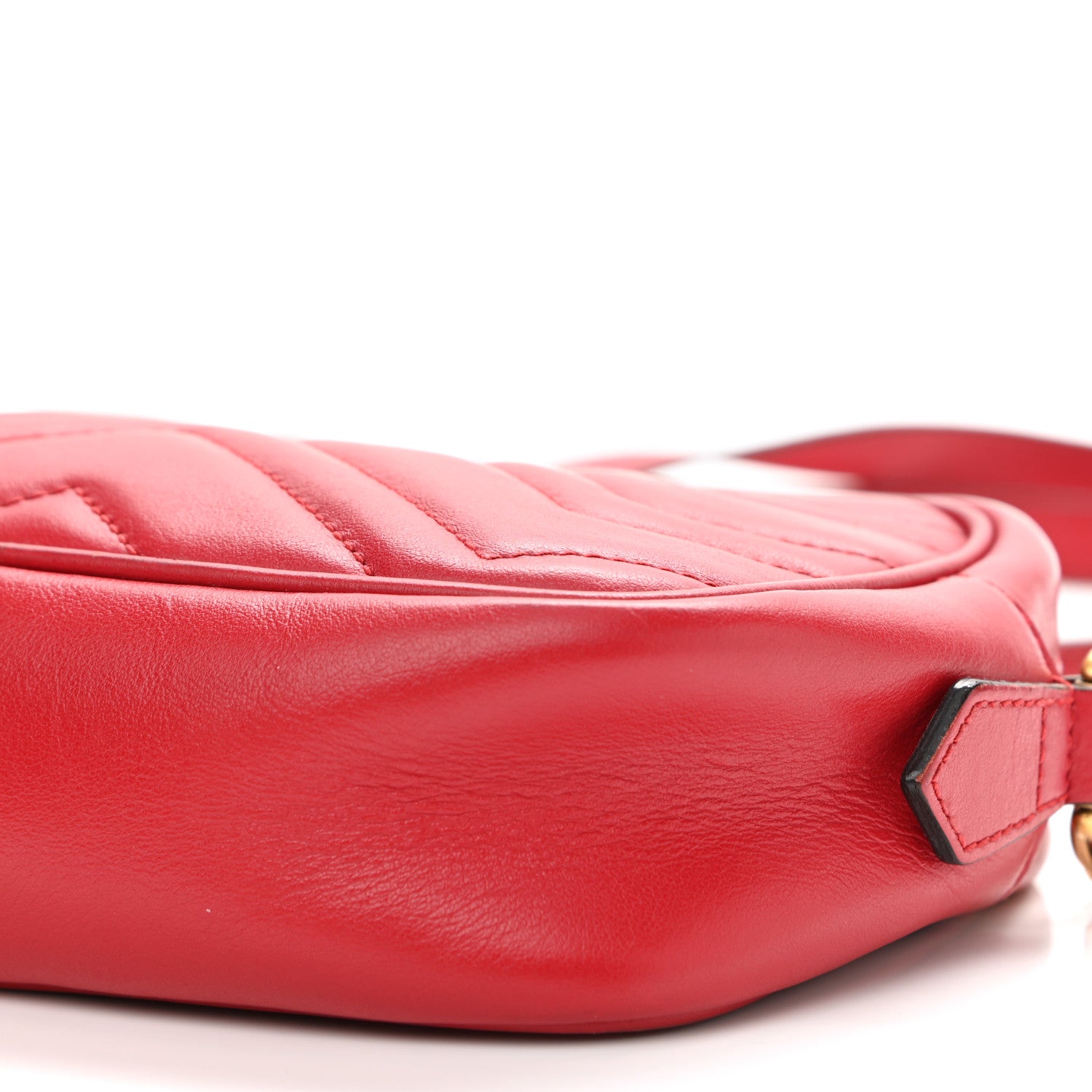Gucci Calfskin Matelasse Mini GG Marmont Chain Shoulder Bag Hibiscus Red 11 of 13