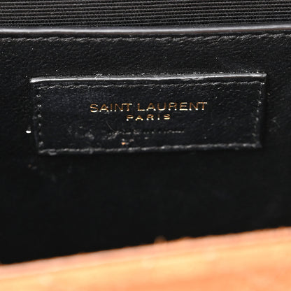 Saint Laurent Suede Mixed Matelasse Triquilt Medium Monogram Envelope Satchel Tan 6 of 11