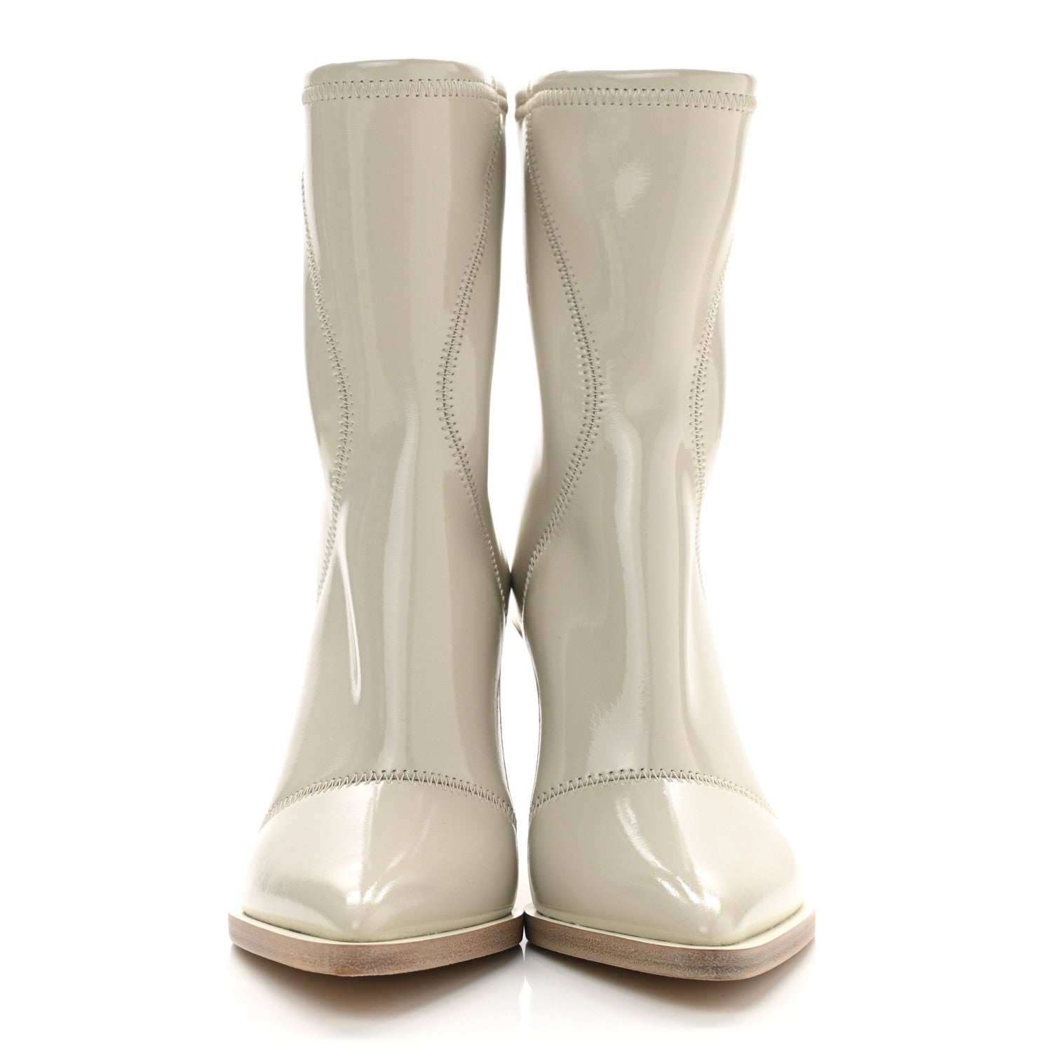 Fendi Glossy Neoprene FFrame Ankle Boots 35 Pietra 2 of 7