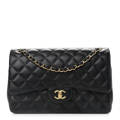 Chanel Lambskin Quilted Jumbo Double Flap Black 1 of 11