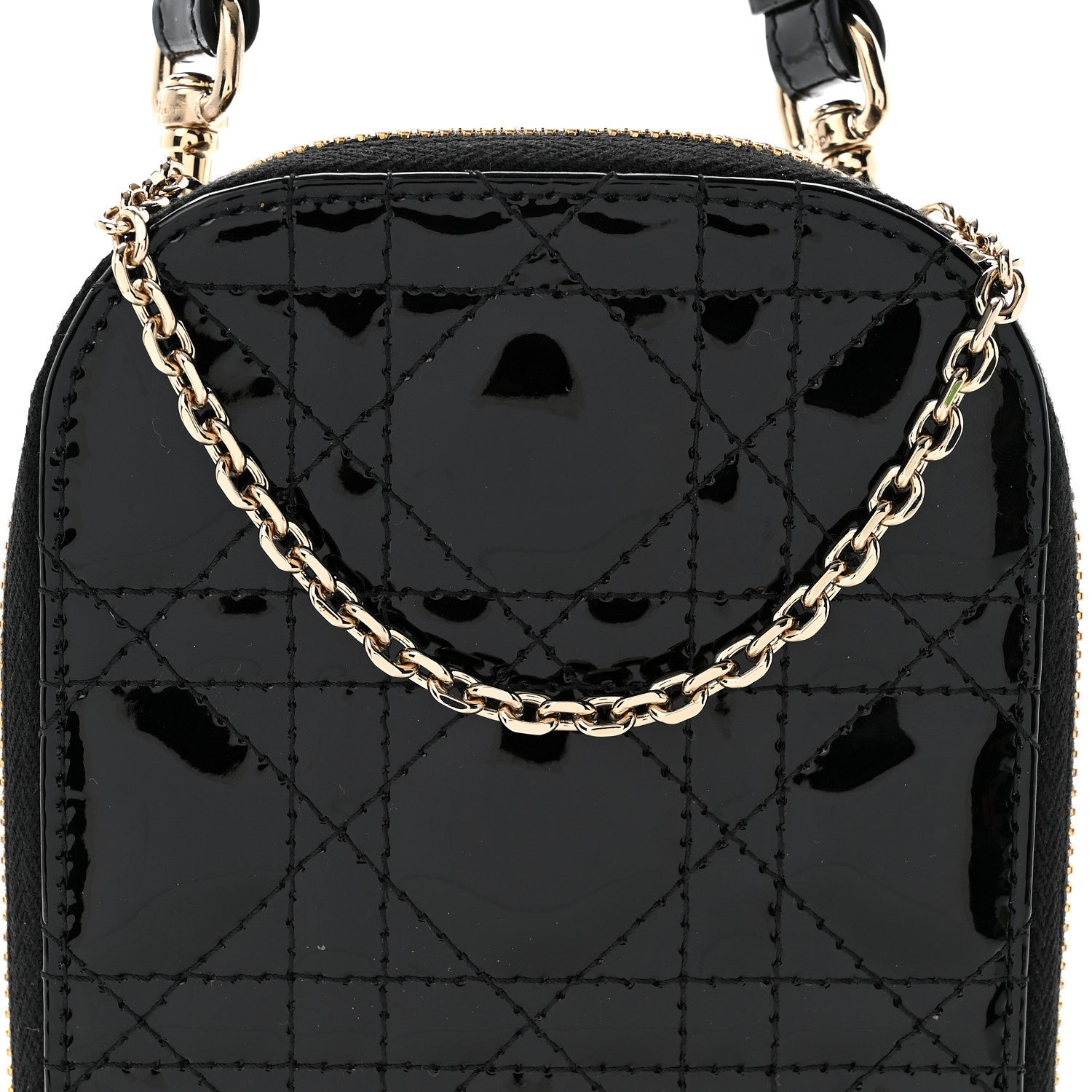 Christian Dior Patent Cannage Lady Dior Phone Holder Black 7 of 9