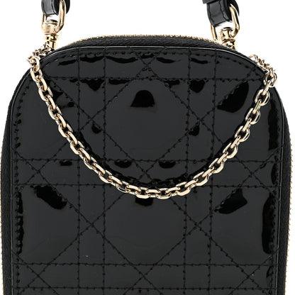 Christian Dior Patent Cannage Lady Dior Phone Holder Black 7 of 9