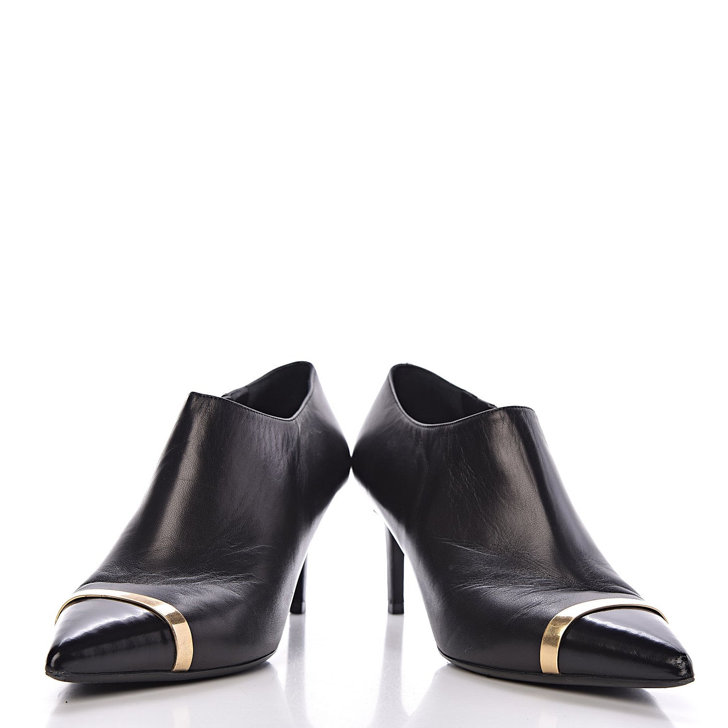 Nappa Cap Toe Ankle Boots 39 Black