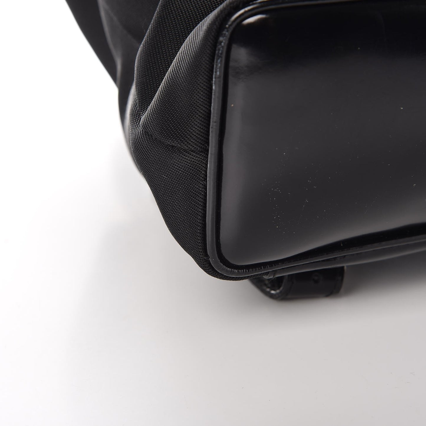 Patent Leather Nylon Bamboo Backpack Black