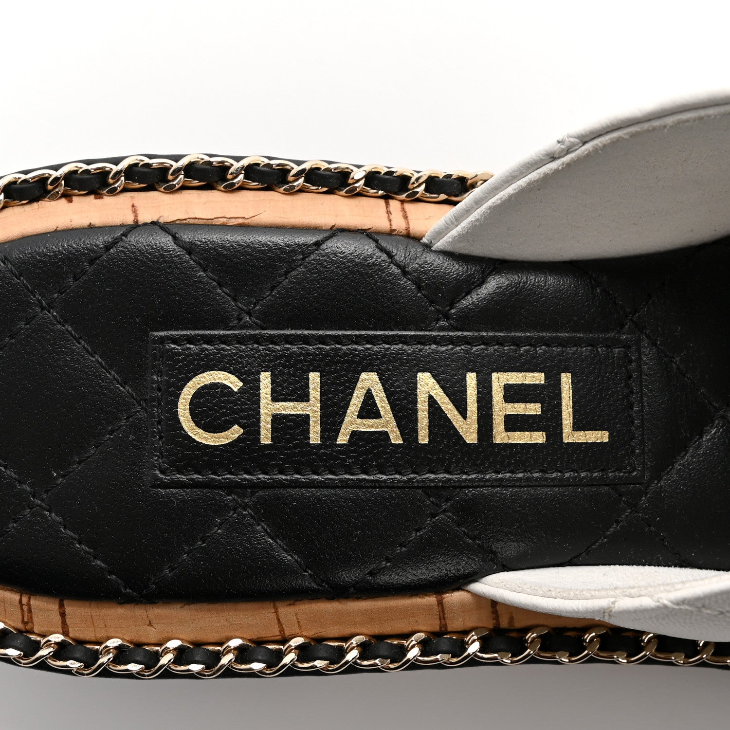 Chanel Lambskin Quilted Chain CC Sandals 37.5 White 7 of 10