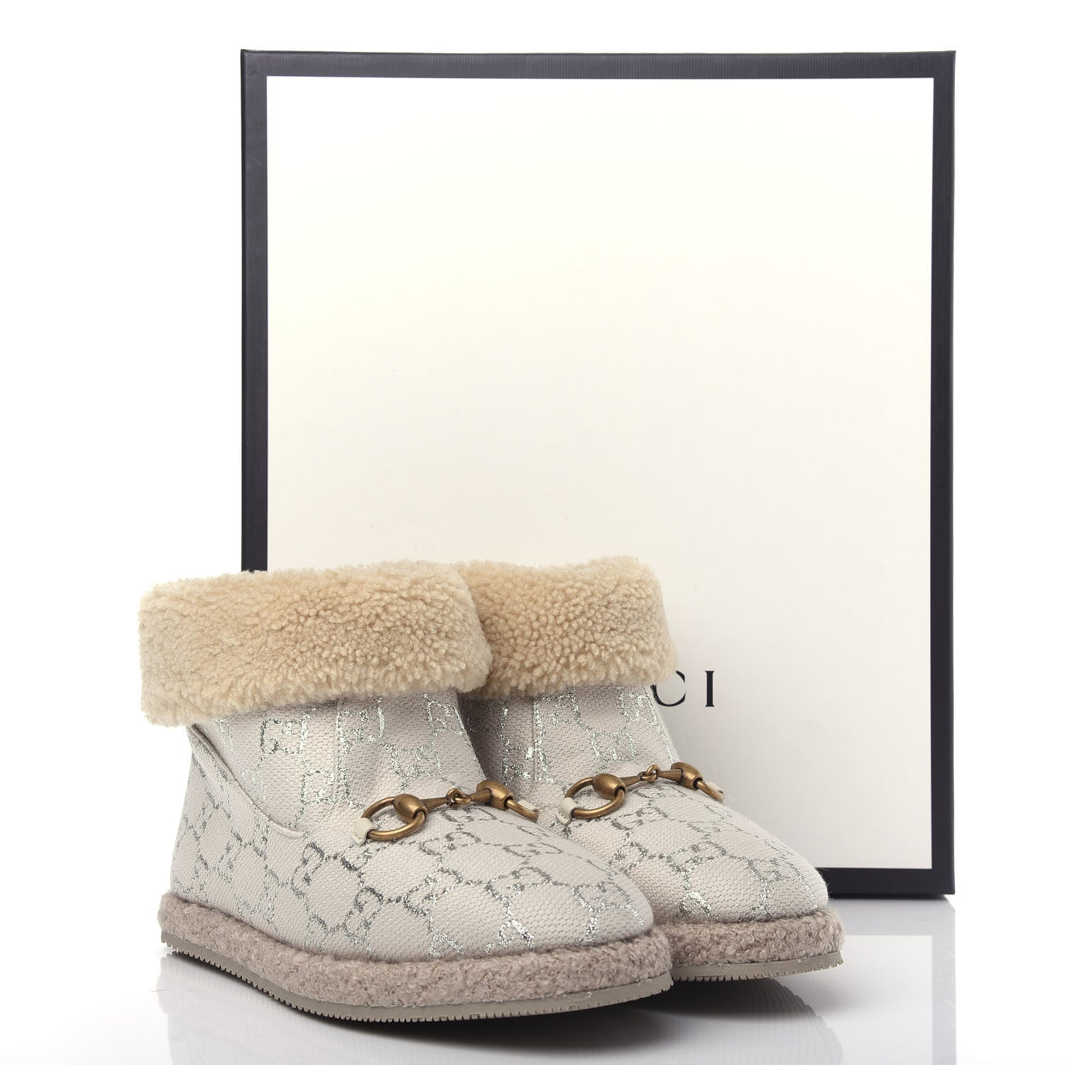 Gucci Canvas Wool Lame GG Monogram Womens Fria Horsebit Ankle Boots 36 Gardenia Silver Butterscotch 10 of 11