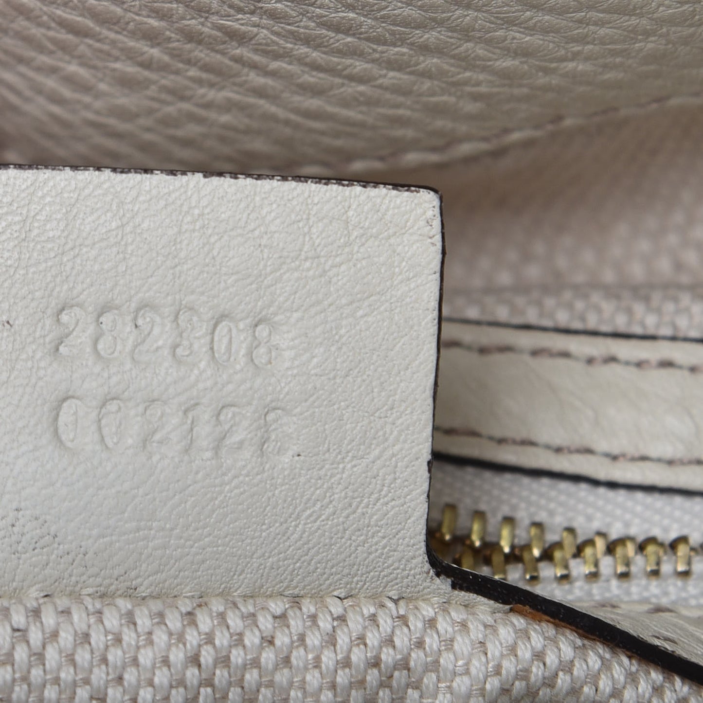 Pebbled Calfskin Large Soho Shoulder Bag Off White