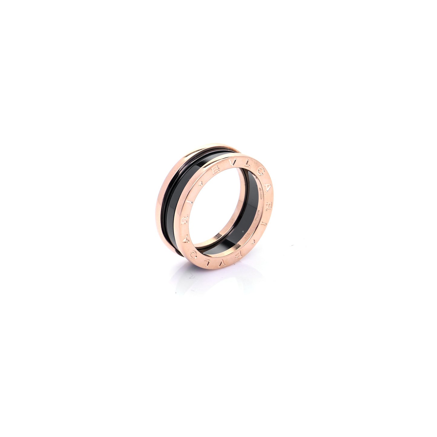 18K Rose Gold Black Ceramic B.Zero1 Two-Band Ring 61 9.5