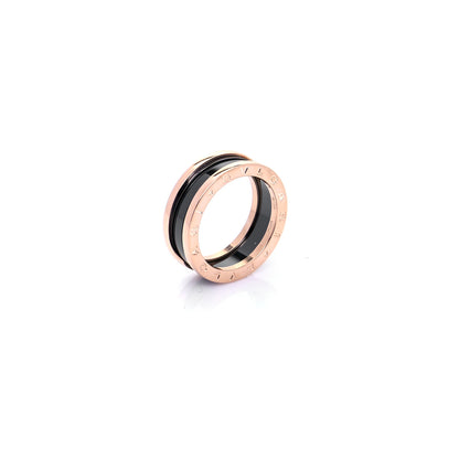 Bulgari 18K Rose Gold Black Ceramic B.Zero1 Two-Band Ring 61 9.5 3 of 5