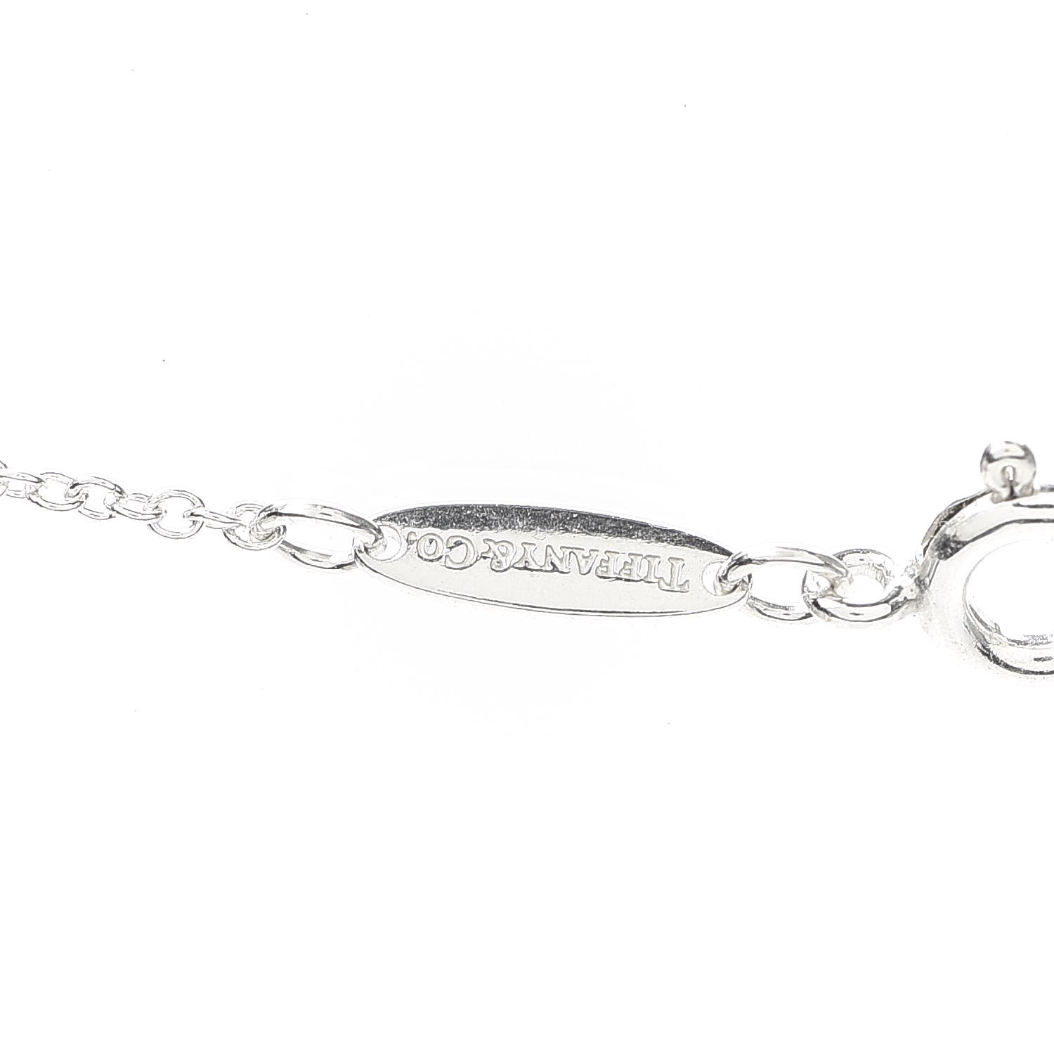 Tiffany Sterling Silver Diamond 16mm Elsa Peretti Open Heart Pendant Necklace 5 of 7