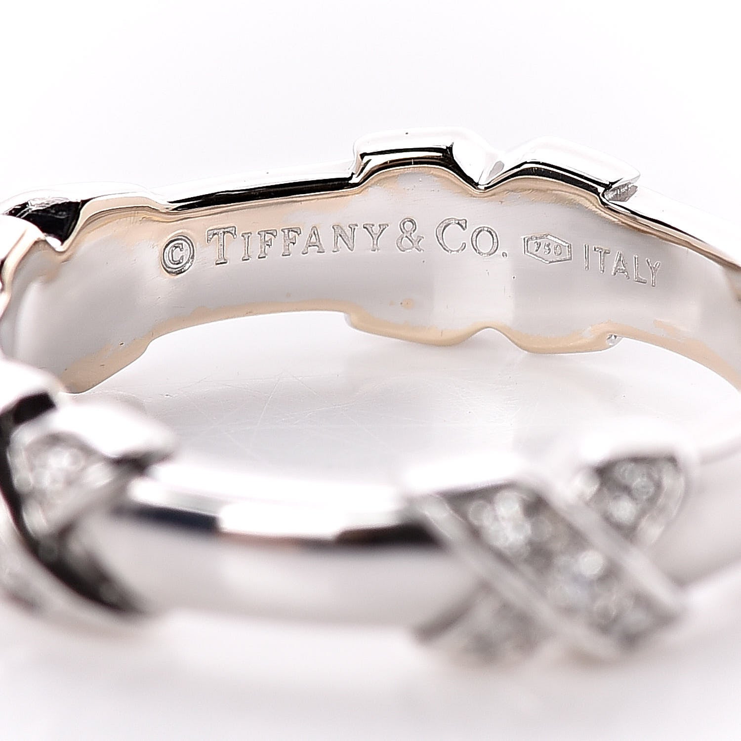 Tiffany 18K White Gold Diamond Signature X Ring 51 5.75 4 of 4