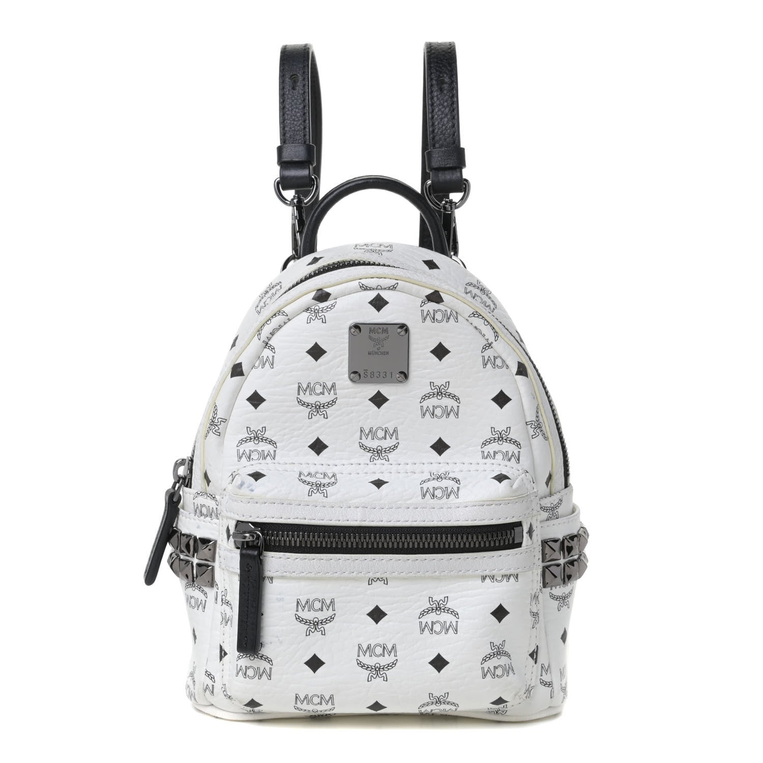 MCM Visetos Side Stud X-Mini Stark Bebe Boo Backpack White 1 of 8