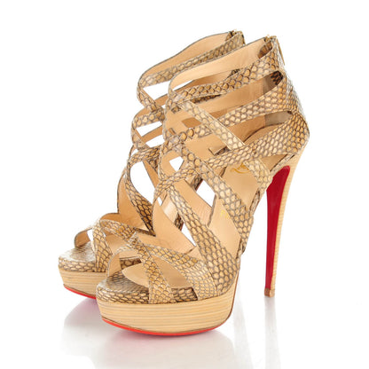 Christian Louboutin Python Balota 150 Platform Sandals 38.5 Beige 2 of 11