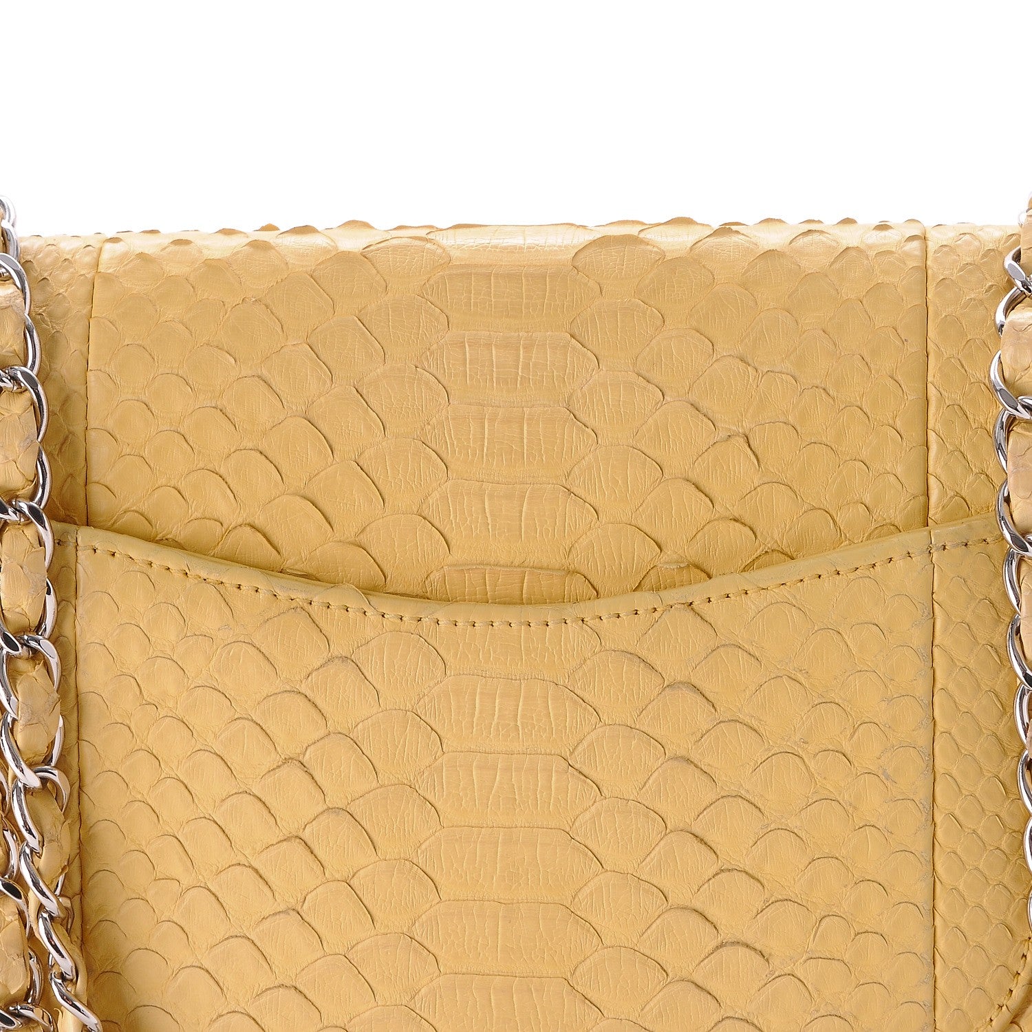 Chanel Python Medium Double Flap Yellow 9 of 14