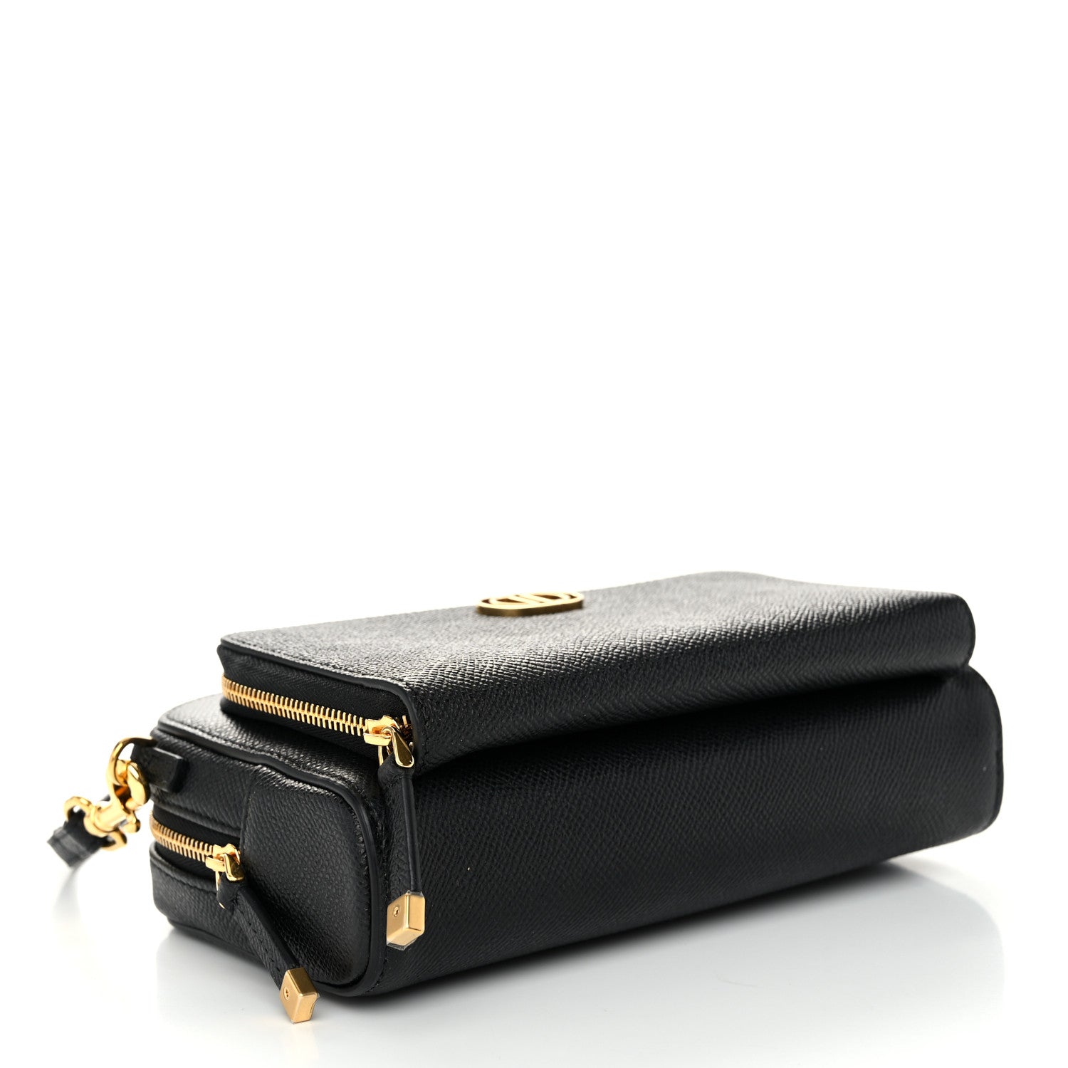 Christian Dior Grained Calfskin Caro Double Pouch Black 4 of 9