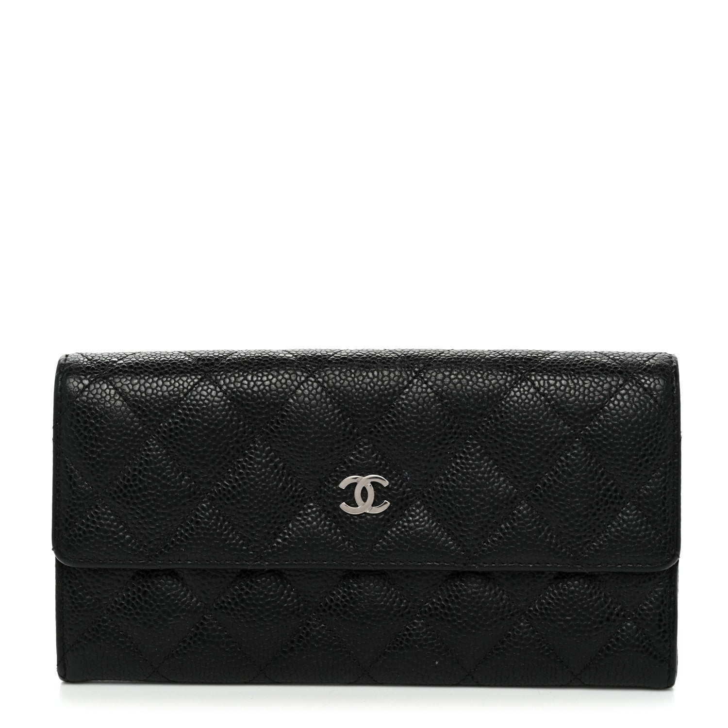 Chanel Caviar Quilted Large Gusset Flap Wallet Black 1 of 8