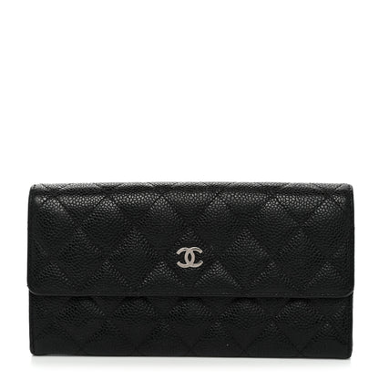 Chanel Caviar Quilted Large Gusset Flap Wallet Black 1 of 8