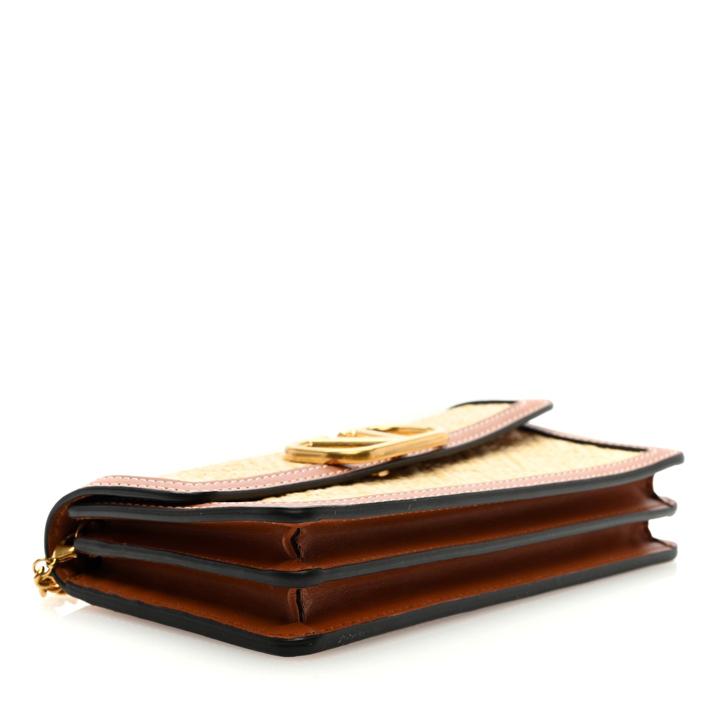 Raffia VLogo Wallet on Chain Naturale Saddle Brown