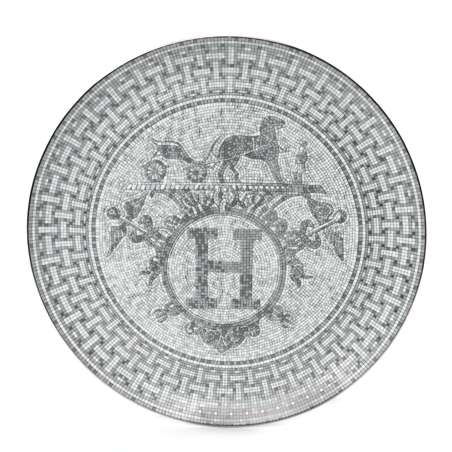 Hermes Porcelain Mosaique au 24 Platine Tart Platter 1 of 5