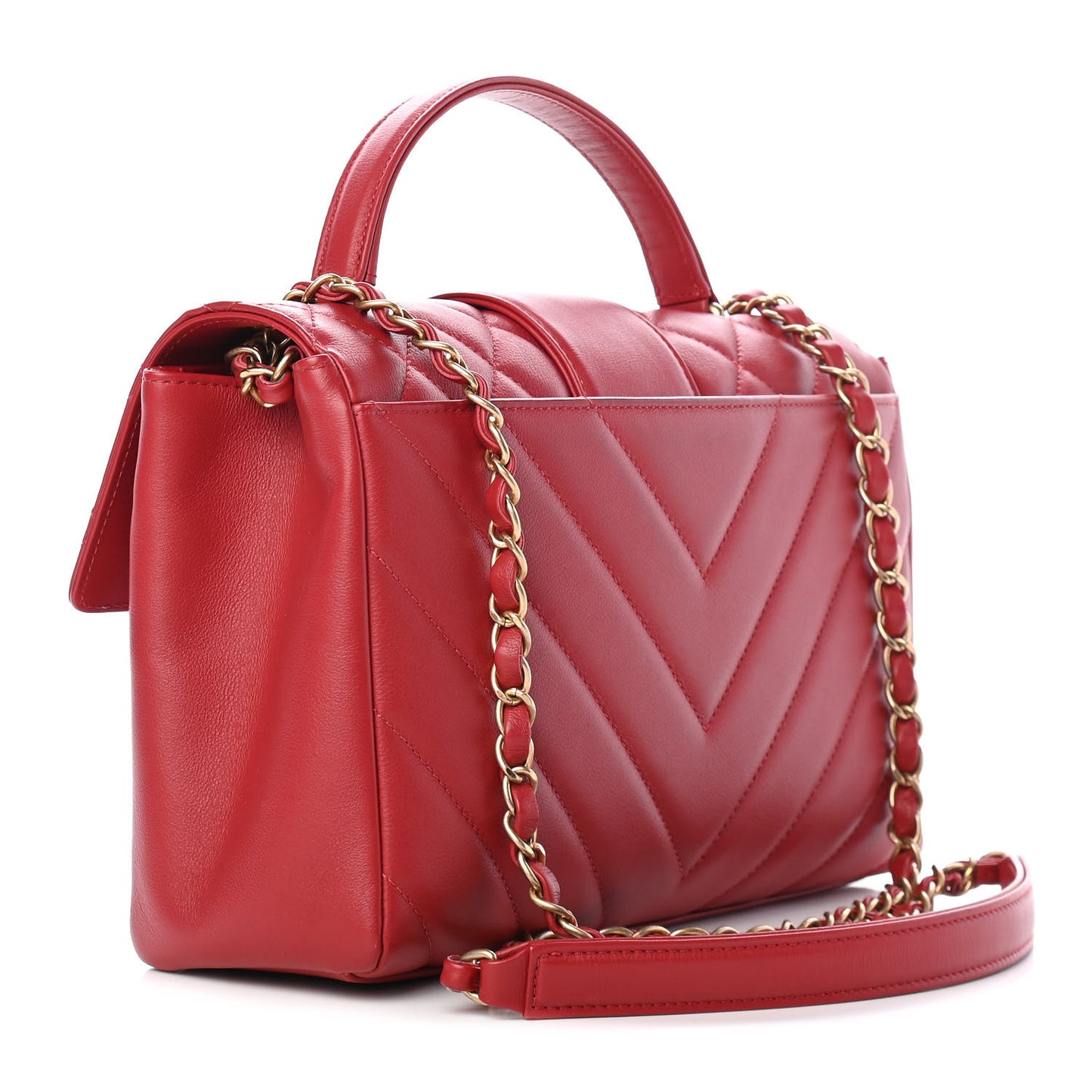 Calfskin Quilted Chevron In The City Bag Red