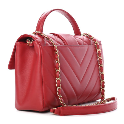 Chanel Calfskin Quilted Chevron In The City Bag Red 2 of 8